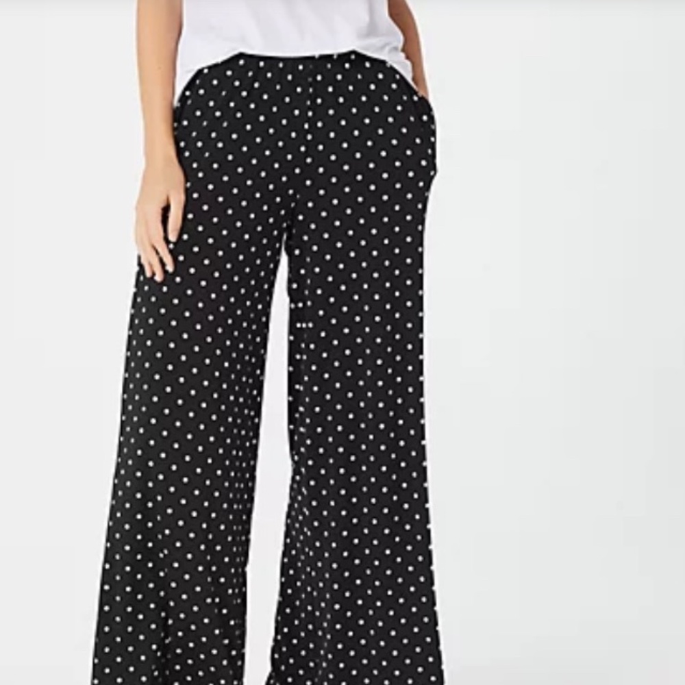 Quacker Factory Wide Leg Polka Dot Pants